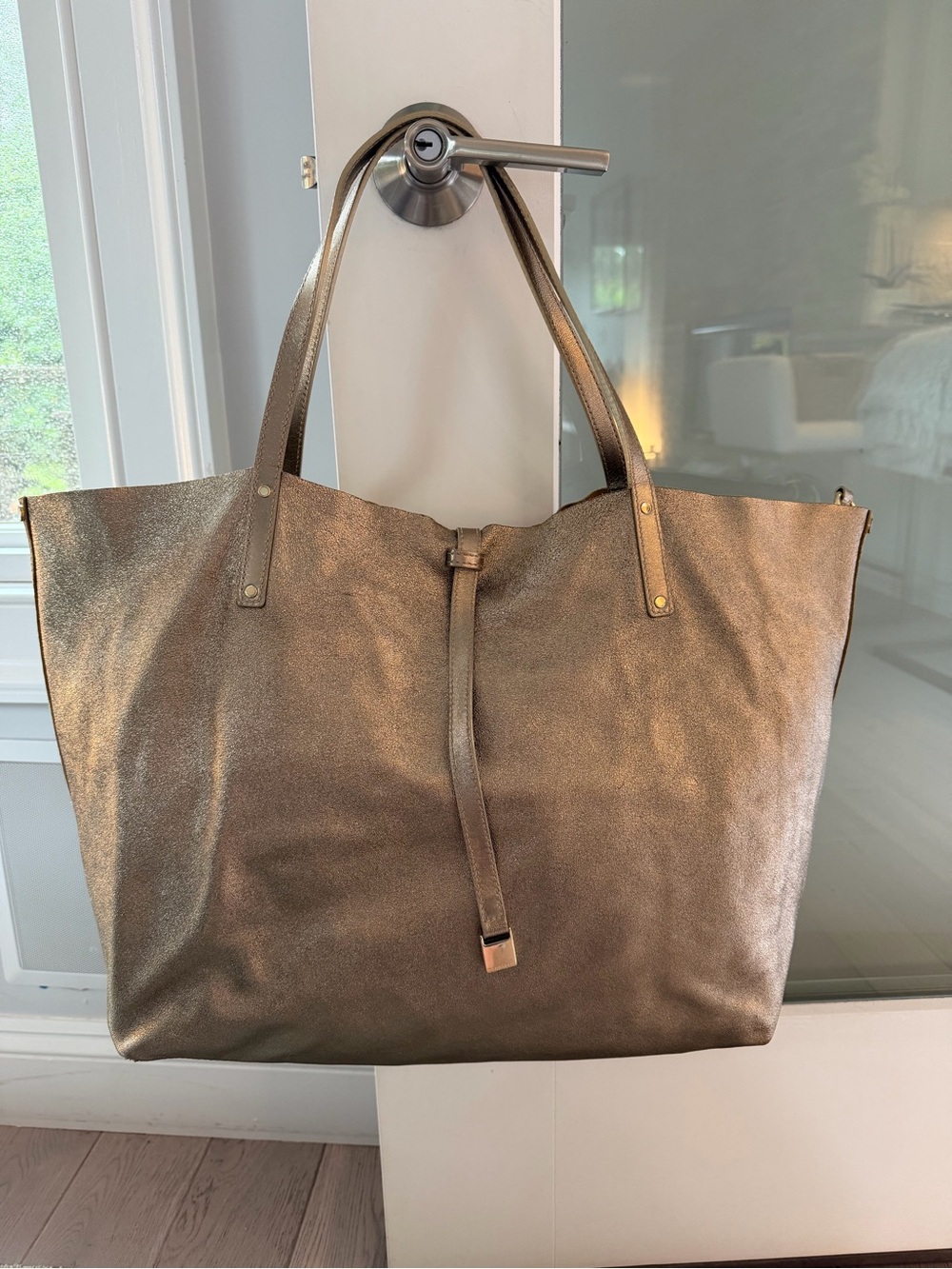 Tiffany & Co. Metallic Bronze Leather & Suede Tote Bag